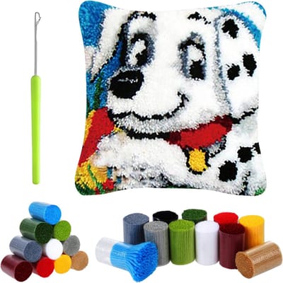oCreon DIY Knoophaak Kit - 3D Kussen 39,5x38,5 cm - Kruissteek Sofa Kussen - Kinderen & Volwassenen