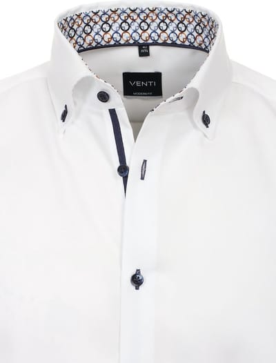 Wit Venti Overhemd Button Down Boord Modern Fit - XXL