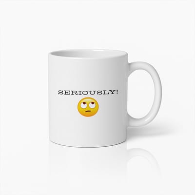 Grappige Koffiemok 330ml – "Serieus!" Emoji Ontwerp – Sarcastische Beker voor Kantoor, Vrienden & Koffieliefhebbers