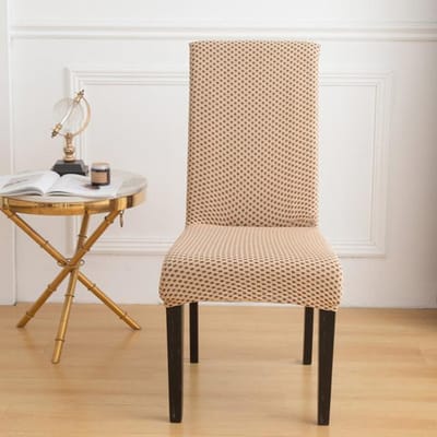 Housses de chaise en Jacquard en Spandex, couleur unie, extensibles, protection de meubles, pour salle à manger, mariage, housses de chaise amovibles 1-PCS beige