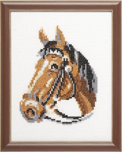 Pako Borduurpakket met telpatroon - Paard - 210.883 - voorgesorteerd garen - Aida ivoor - 13 x 17 cm - DIY kit