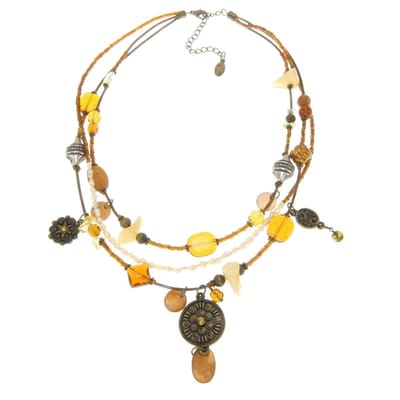Behave - Ketting met gele kralen en schelpdetails - Boho herfststijl