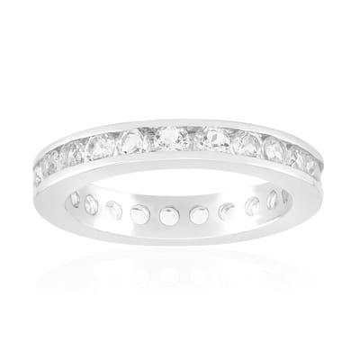 Cavill - Zilveren ring met 23 Nigeriaanse witte topaas stenen - 925 Sterling zilver gerhodineerd - 1,748 ct - elegante channelzetting damesring