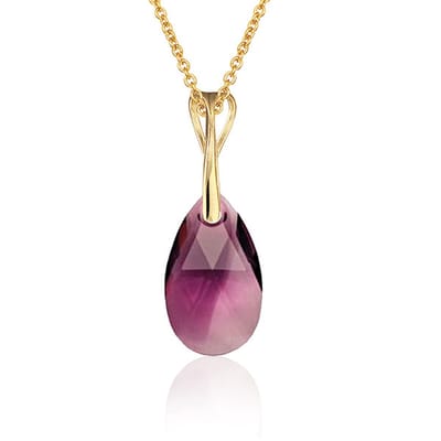 Montebello Ketting Pia DG573H - Swarovski Druppel - 925 Zilver Verguld - 16mm - 50cm