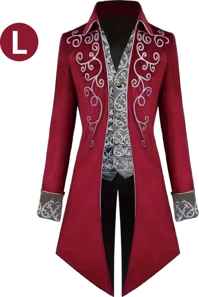 Nivard Halloween Kostuum - Halloween Outfit - Volwassenen - Piraat - Jas - Steampunk - Rood - Maat L - Costume - Carnaval