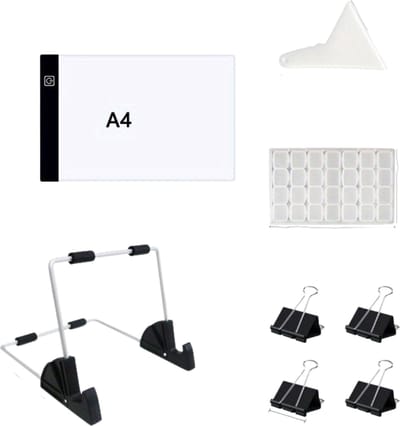 Bovista Lightpad - Diamond Painting - Lichtbak - Voor Tekenen - Voor Diamond Painting- Lichttafel - A4 - A5 - Volwassenen - Kinderen - Dimbaar - Tekenbord - Met Accessoires