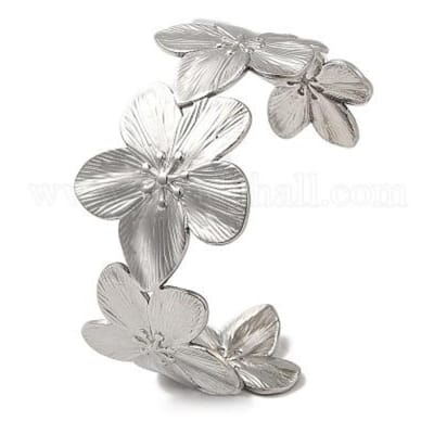 Luxxie - Bloemen Armband - Zilverkleurig - Nikkelvrij - Stainless Steel-kado voor haar-statement armband-nikkelvrij armband
