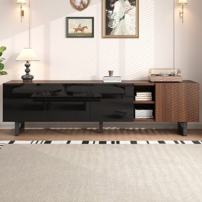 Tv meubel met vier deuren 180 x 38 x 50 cm - tv-beugel - tv-paneel - dressoir - vintage houtnerf