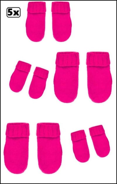 5x Paar Gebreide wanten kinderen pink