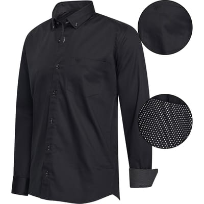 Cappuccino Italia - Heren Overhemden Regular Fit Overhemd Black - Zwart - Maat XXL