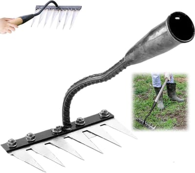 Onkruid hark - Tuin hark - Tuinonderhoud - Duurzaam carbon staal - 10.5 cm tandlengte - Zwart