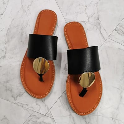 Dames Sandalen Grote Maat Plat Zomer Strand Slides Schoenen Leer Zomer Buitenslippers Vrouw Open Teen Dames Metalen Sandalen 41 zwart