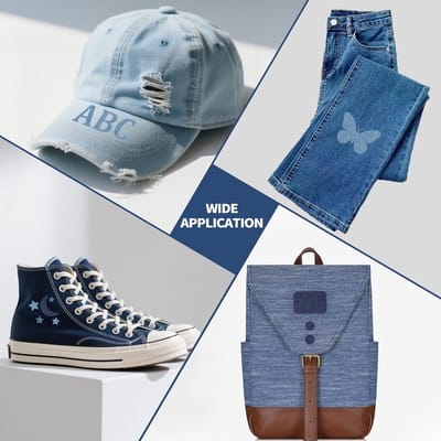 Strijkpatches voor denim, gemaakt van puur katoen, geschikt voor zowel de binnen- als buitenkant, met sterke lijm, broekreparatieset, denim (20 stuks, 12,5*9,5 cm)