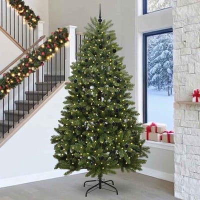 vidaXL Kunstkerstboom 300 cm 300 LED's Warmwit PVC en staal Groen