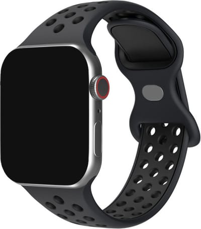 Innerlight® Sport+ - Zwart - 42/44/45/46/49mm - OneSize - Siliconen bandje geschikt voor Apple Watch - Geschikt als Apple watch bandje voor Series 1/2/3/4/5/6/7/8/9/10/11/SE/Ultra/Ultra 2