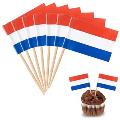 Mini Nederlandse Vlaggen Tandenstokers - 100 Stuks Voor Feestdecoraties