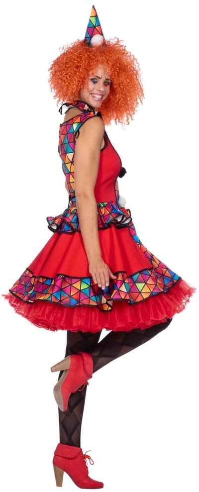 Clown Dame Kostuum Rood (Jurk) - Maat 34
