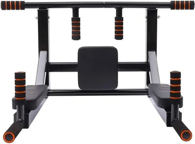 Allero Pull up bar - Pull up station - Optrekstang - Dip station - Dip Bars - Wandmontage - Thuis sporten - 200KG - Zwart/Oranje