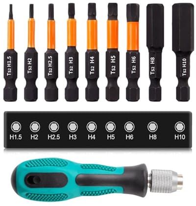 Ronte - Set van 10 Hex Zeskantige Schroevendraaiers met Handvat en Magnetische Binnenzeskant - Ideaal voor Doe-het-zelf Klussen