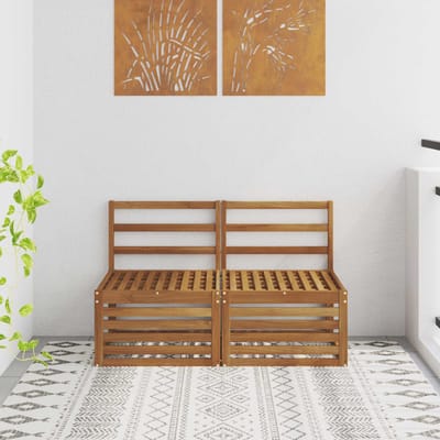 vidaXL - 2 - Stuk - Buiten - Midden - Sofa - Massief - Acacia - Hout - Naturel