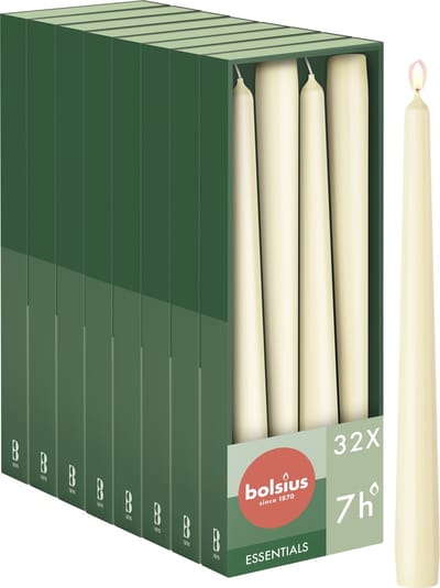 Bolsius - Gladde Dinerkaarsen - 24,5 cm - 32 stuks - Ivoor