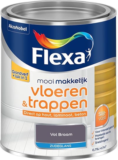 Flexa - Mooi Makkelijk Vloeren & Trappen Zijdeglans - Vol Braam - Mengverf - 750 Ml