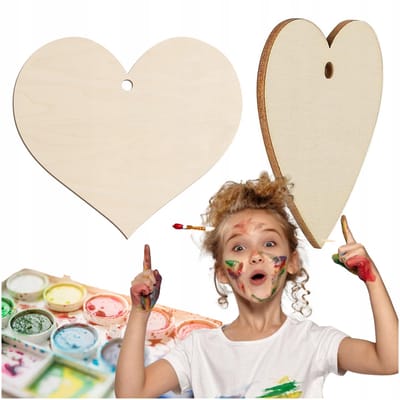 SMX Design - Houten Hart - 20cm - Natuurlijke Houtkleur - Met Gat
