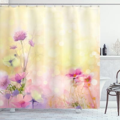 New Bed, Roze Vintage magnoliabloemen Douchegordijn Badkamer Decor Set met Haakjes, 180 cm B 200 cm L