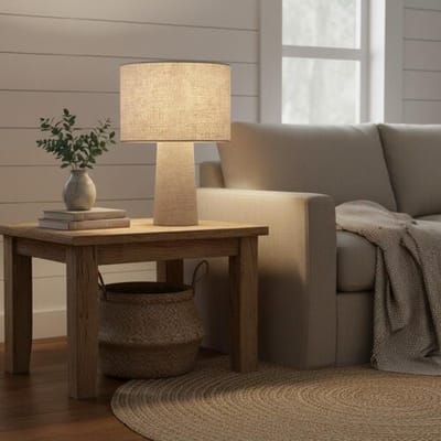 LUSENZ Melyro led tafellamp Linnen 40 cm - Scandinavisch Design - Slaapkamer tafellamp - E27 fitting - Beige - Met aan/uit-schakelaar