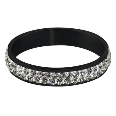 Quiges Stapelring Dames - Vulring Wit Zirkonia - RVS Zwart - Maat 19 - Hoogte 4mm