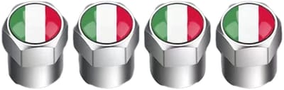 Inovra - Ventieldop van aluminium, 4 doppen voor autobanden met Italiaanse vlag