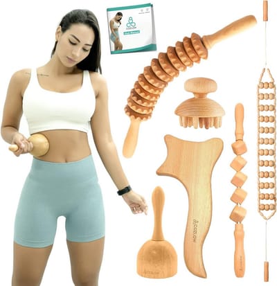 6-in-1 Houttherapie Massage Set voor Lichaamsvorming en Lymfedrainage