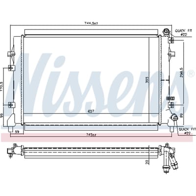 Lage-temperatuurRadiator, laadluchtRadiator NISSENS 65324