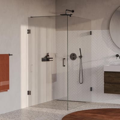 Brauer Void - Douchecabine met Draaideur - Helder Glas - 100x140x200 cm - incl. Glascoating - PVD Gunmetal Geborsteld