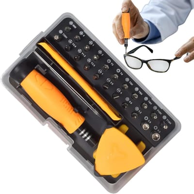 Magnetische Schroevendraaier - Reparatieset Bitset - Precisie Reparatie - 33-In-1 Set - Met Pincet - Grijs