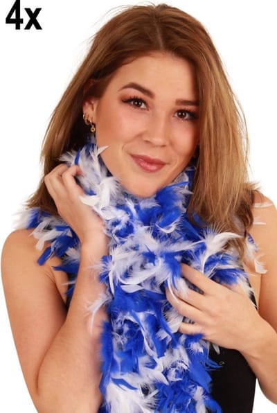 4x Boa wit/blauw 180 cm. 75 gr.