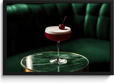 Fotolijst inclusief poster - Posterlijst 60x40 cm - Posters - Kers - Cocktail - Rood - Marmer - Foto in lijst - Keuken decoratie muur - Wanddecoratie accessoires - Muurdecoratie - Schilderijen