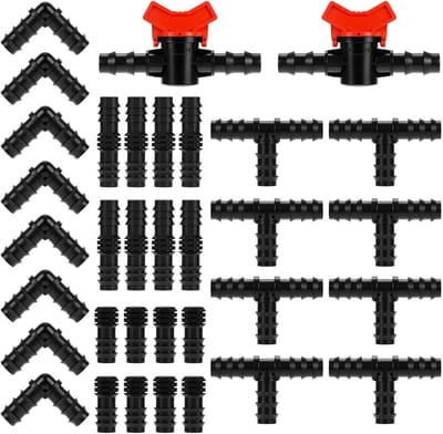 Allecta - 34-delige irrigatieaansluitset voor tuinsystemen, slangkoppelingen geschikt voor 1/2 inch irrigatieslangen