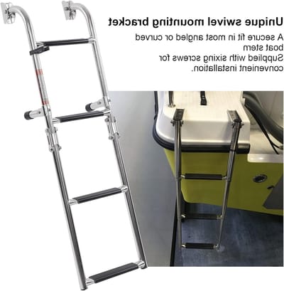 Verwijderbare RVS telescopische bootladder met verstelbare spacers voor pontons, ideaal voor zwemmen en jagen op zee, opvouwbaar en stevig ontwerp