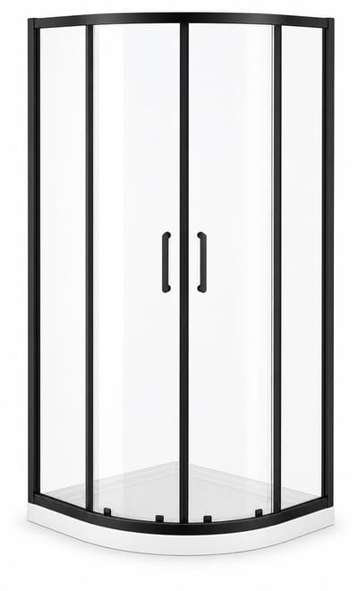 ZIMMER Douchecabine CURVE Kwartrond 90x90 cm Mat zwart – Schuifdeur Soft-Close – 6 mm Veiligheidsglas – Anti-kalk
