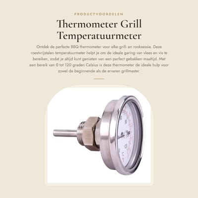Dailygoods- BBQ Thermometer Roestvrij Staal - Draadloos - Grill Thermometer - Temperatuurbereik 0-120 - Nauwkeurigheid 1,0/1,5 - Thermische Responstijd 40s - Grillthermometer