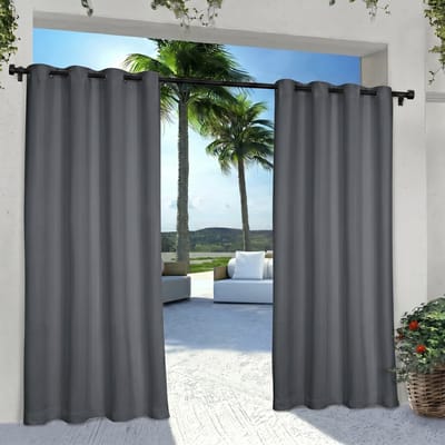 MUPOO Buitengordijn Waterdicht Verduisterend met Ringen - Verduisterend, UV-werend & Isolerend - outdoor Gordijn voor Terras, Veranda, Tuin -Donkergrijs-132x213cm-1 stuk