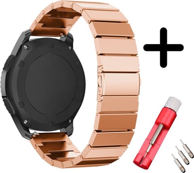 Strap-it Bandje metaal geschikt voor Samsung Galaxy Watch 4 / 5 / 6 / 7 - luxe stalen bandje voor Galaxy Watch 4 / 5 / 6 / 7 - Watch 4 Classic / Watch FE / Watch 5 Pro / Watch 6 Classic / Galaxy Watch 7 (40 & 44mm) rosé goud + inkort toolkit