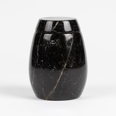 Natuursteen Urn Middel 750 ml Marmer Zwart - Urn voor Menselijke As - Crematie Urn voor As Volwassenen - Dieren Urn voor As Crematie - Urn Hond - Urn Kat