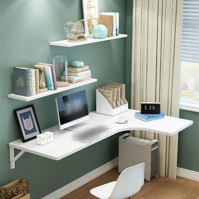 Wandklaptafel - Inklapbaar bureau - Ruimtebesparend werken - Draagkracht 50kg - 80 x 60 cm - Wit