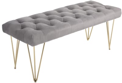 Wishdor - Halbank - Comfortabele Zitting - Modern Ontwerp - Voor De Hal - Fluweel En IJzer - Lichtgrijs - 116 X 44,5 X 49 Cm