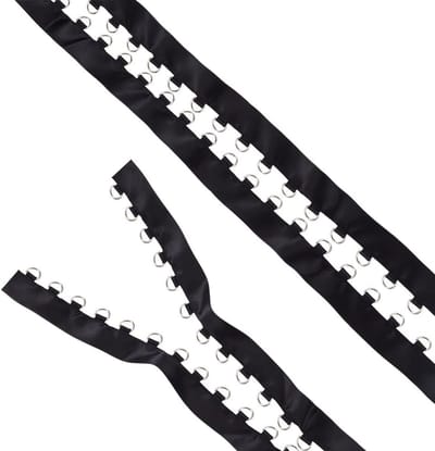 BENECREAT 4 Yards/3.65m Black Grommet Trim with D-Rings (6x10mm), 24mm/0.94inch Eyelet Trimming Ribbon for Sewing Garment Corset Shirt Dress Skirt Coat