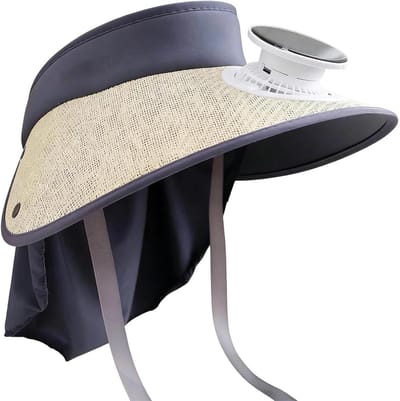 Zonneventilator Hoed - Zonnehoed Hoofddeksel - Buitenactiviteiten Bescherming - Brede Rand - 56-58 cm hoofdomtrek - Niet gespecificeerd