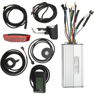 Kit de Conversion Vélo Électrique Compteur LCD7U Système de Contrôle à Ondes Sinusoïdales 30A pour Moteur 48V 1000W black