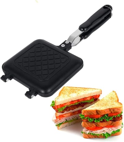 VHV Tosti Apparaat - Sandwich Maker - Tosti Broodrooster - Snel Opwarmen - Eenvoudig Schoon Te Maken - Ideaal Voor Op De Camping Of Voor Keuken Ontbijt - Zwart